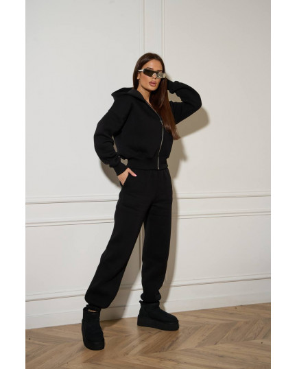 0705 спортивний костюм на флісі кофта на блискавці з капюшоном зі штанами на резинці