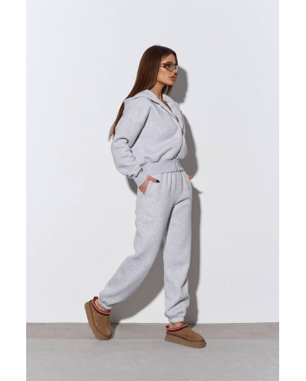 0705 спортивний костюм на флісі кофта на блискавці з капюшоном зі штанами на резинці