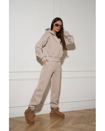 0705 спортивний костюм на флісі кофта на блискавці з капюшоном зі штанами на резинці