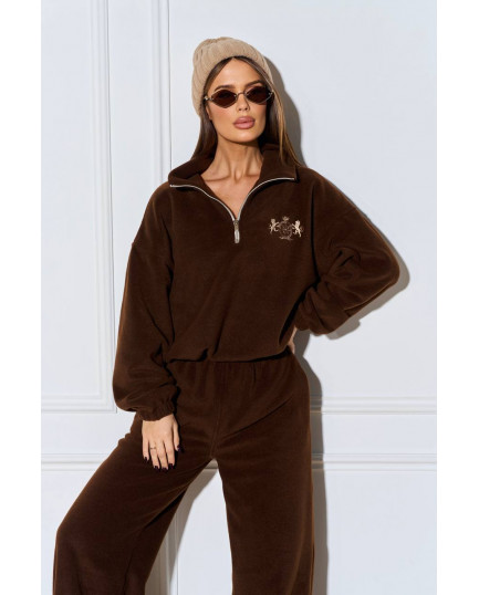 103 Спортивний костюм з поларфлісу на стойці з вишивкою