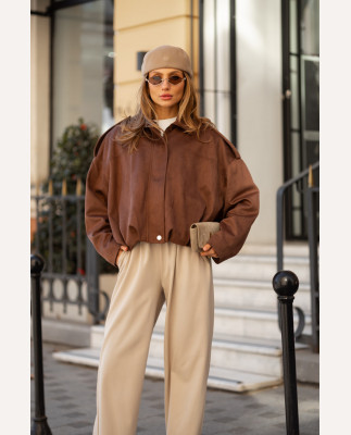 128 Бомбер з замши зі складками