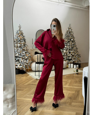 14 Вечірній сатиновий костюм із пір'ям 14 Вечірній сатиновий костюм із пір'ям