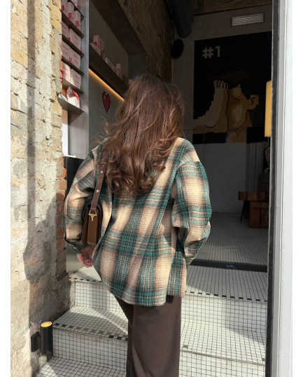 16 сорочка у клітинку байкова на кнопках