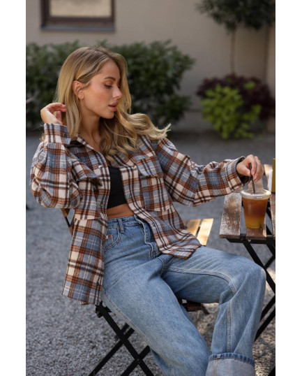 16 сорочка у клітинку байкова на кнопках