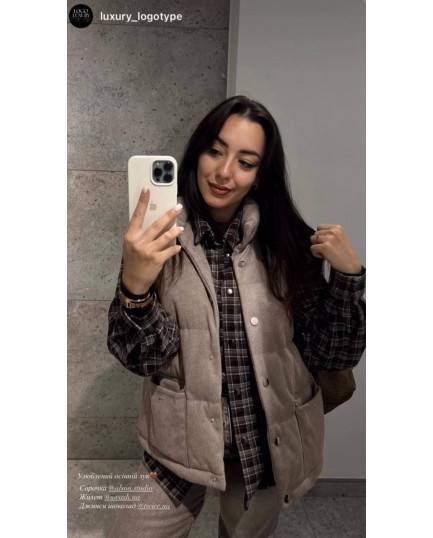 17/1 Жилетка пухова Кашемірова на кнопках