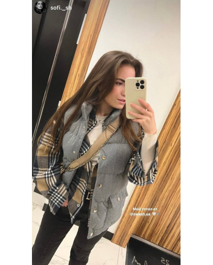 17/1 Жилетка пухова Кашемірова на кнопках