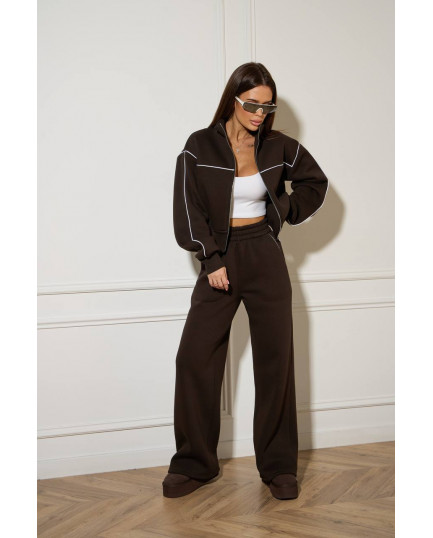 55/1 спортивний костюм на флісі з кантом котфта на блискавці зі штанами палацо