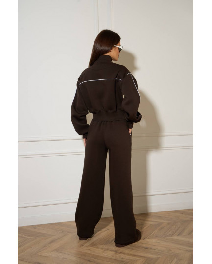 55/1 спортивний костюм на флісі з кантом котфта на блискавці зі штанами палацо