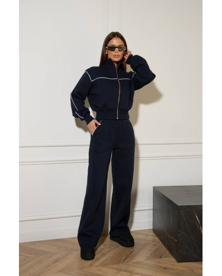 55/1 спортивний костюм на флісі з кантом котфта на блискавці зі штанами палацо