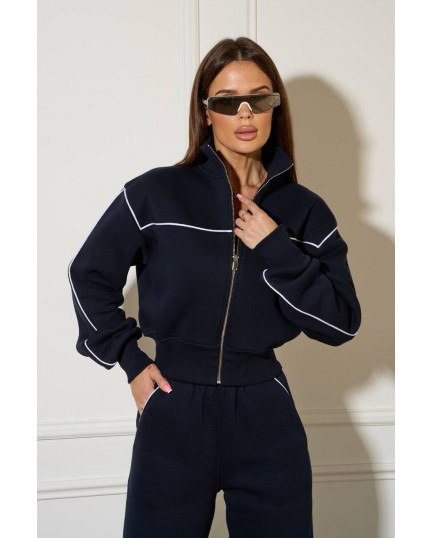 55/1 спортивний костюм на флісі з кантом котфта на блискавці зі штанами палацо