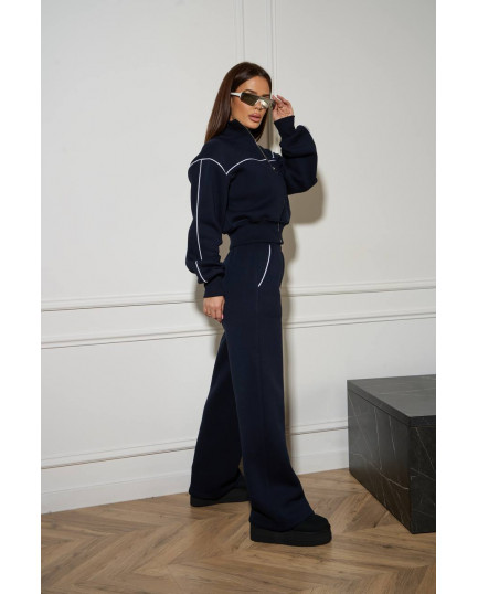 55/1 спортивний костюм на флісі з кантом котфта на блискавці зі штанами палацо