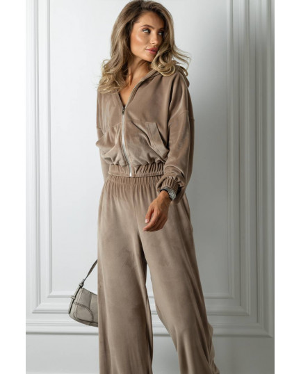 57 Велюровий Костюм із капюшоном з прямими штанами