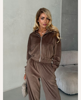 57 Велюровий Костюм із капюшоном з прямими штанами