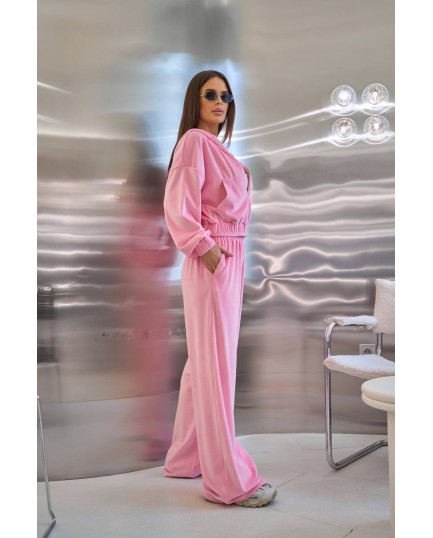 57 Велюровий Костюм із капюшоном з прямими штанами