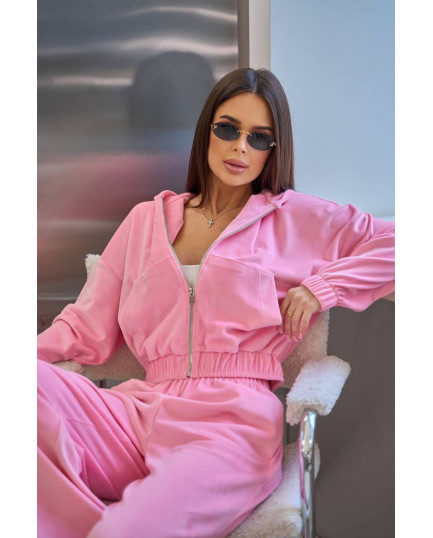 57 Велюровий Костюм із капюшоном з прямими штанами