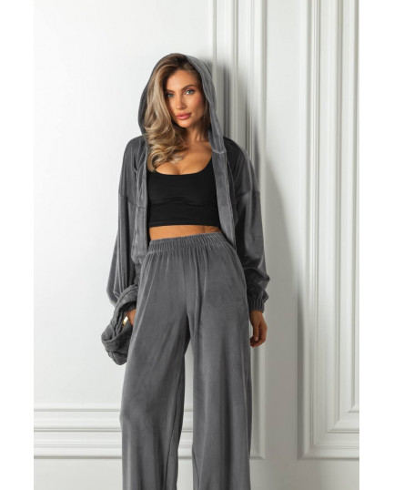 57 Велюровий Костюм із капюшоном з прямими штанами