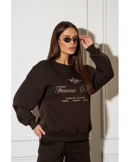 59/1 спортивний костюм на флісі з вишивкою світшот з джогерами 