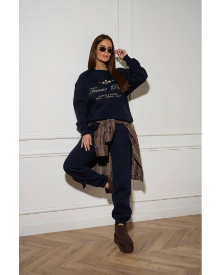 59/1 спортивний костюм на флісі з вишивкою світшот з джогерами 