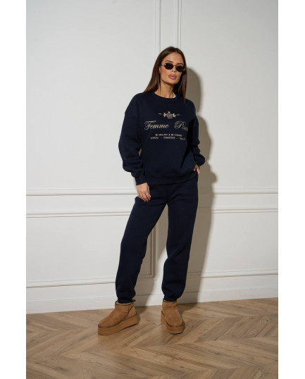 59/1 спортивний костюм на флісі з вишивкою світшот з джогерами 