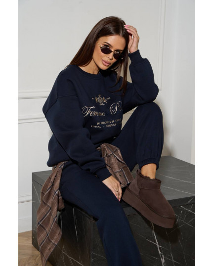 59/1 спортивний костюм на флісі з вишивкою світшот з джогерами 