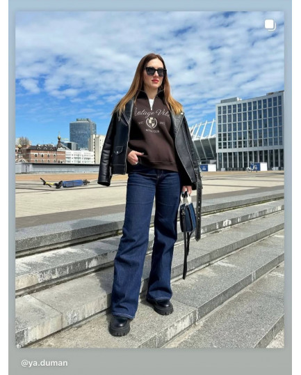 60/1 спортивний костюм на флісі з вишивкою кофта з блискавкою з коротким комірцем і штанами на резинці