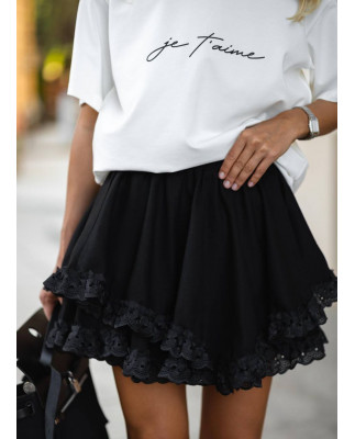 38 спідниця міні льняна з мереживом 38 спідниця міні льняна з мереживом