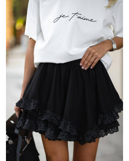 38 спідниця міні льняна з мереживом