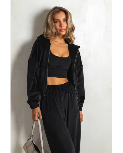 57 Велюровий Костюм із капюшоном з прямими штанами