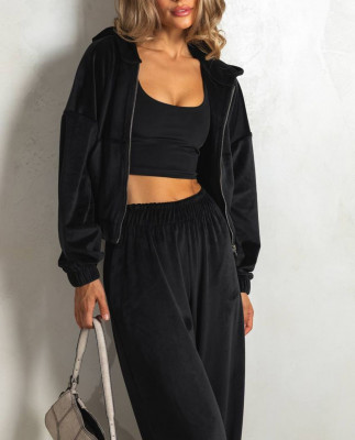 57 Велюровий костюм із капюшоном з прямими штанами