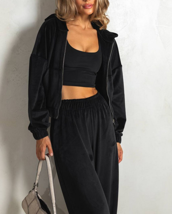 57 Велюровий костюм із капюшоном з прямими штанами