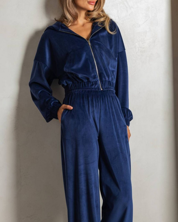 57 Велюровий Костюм із капюшоном з прямими штанами