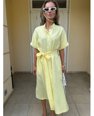 52 плаття міді лляне з ґудзиками