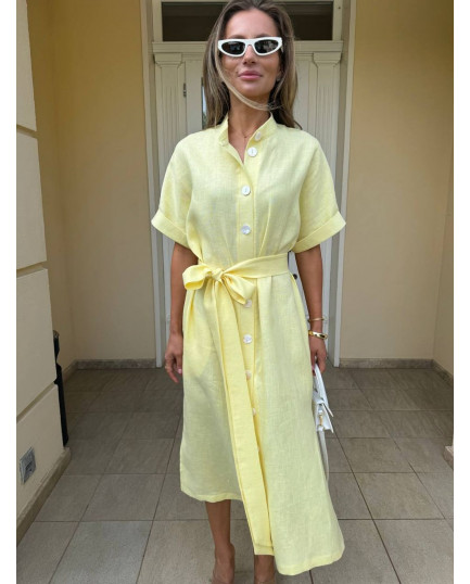 52 плаття міді лляне з ґудзиками