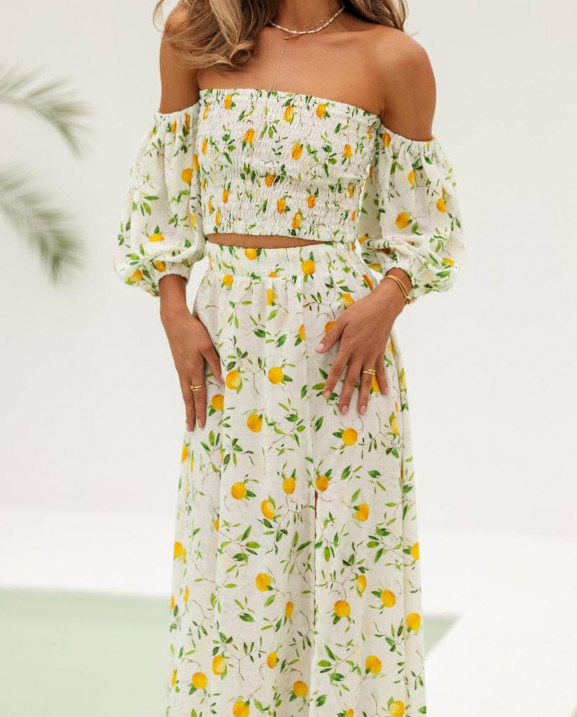 83 подовжена льняна юбка + топ