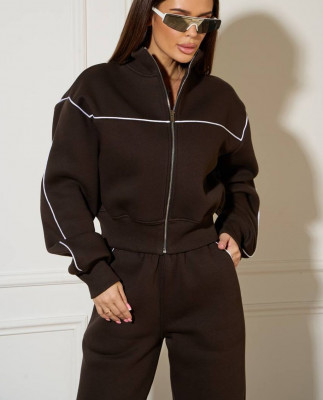 55/1 спортивний костюм на флісі з кантом котфта на блискавці зі штанами палацо
