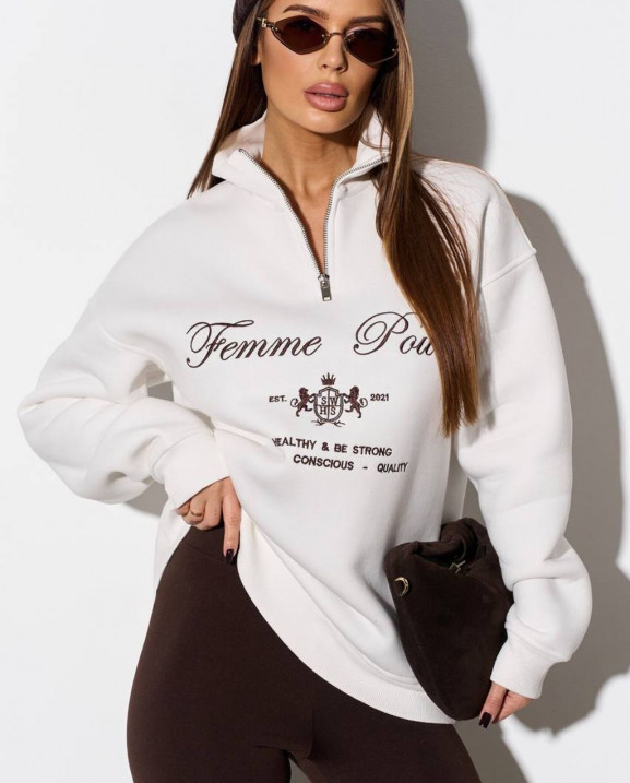 100 Світшот з короткою блискавкою утеплений з вишивкою