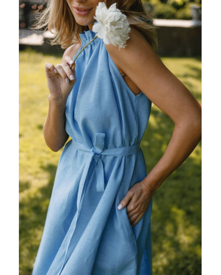 51 сарафан міді льняний на зав'язках на шиї