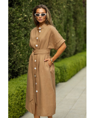 52 плаття міді лляне з ґудзиками