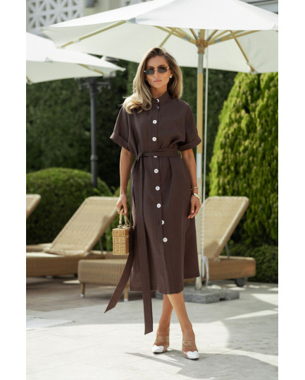 52 плаття міді лляне з ґудзиками