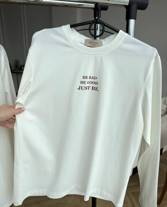 71 лонгслів молочний be bad be good