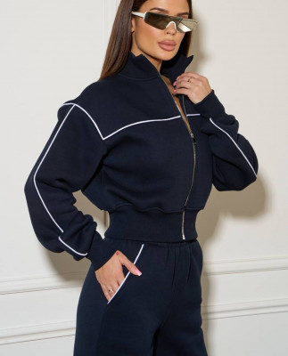 55/1 спортивний костюм на флісі з кантом котфта на блискавці зі штанами палацо