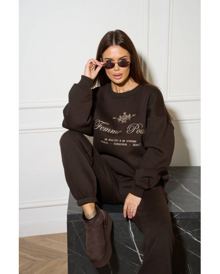 59/1 спортивний костюм на флісі з вишивкою світшот з джогерами 