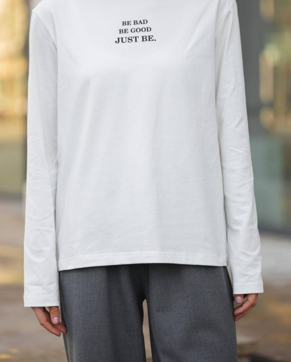 71 лонгслів молочний be bad be good