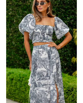 83 подовжена льняна юбка + топ