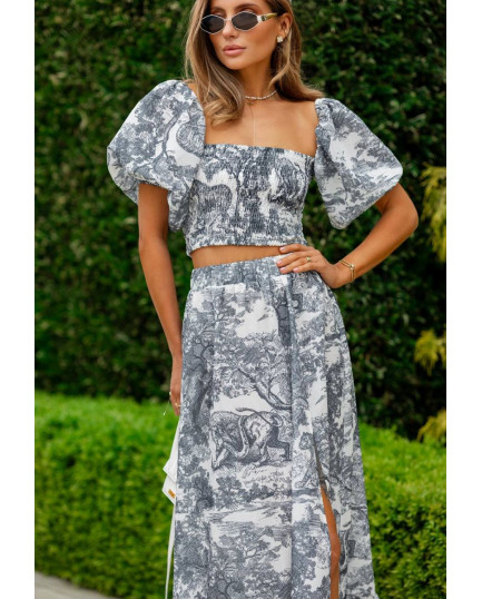 83 подовжена льняна юбка + топ