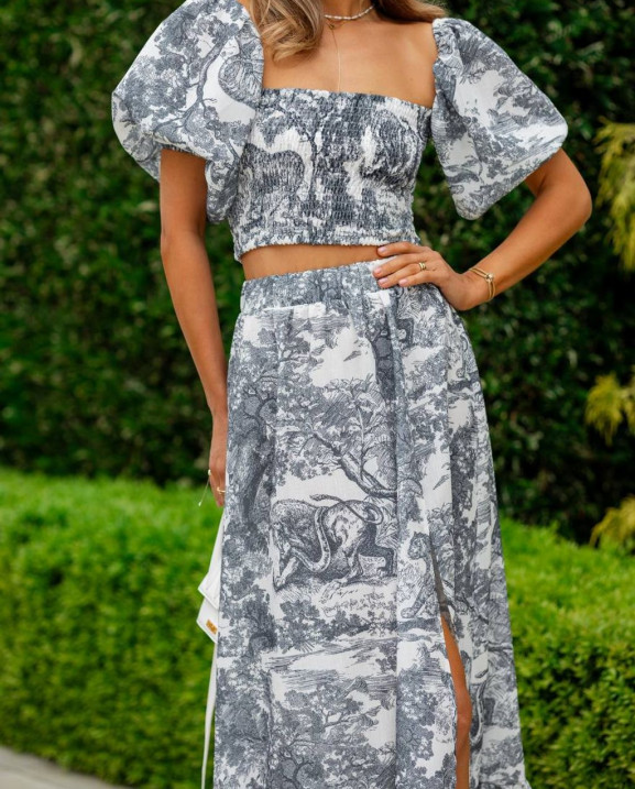 83 подовжена льняна юбка + топ