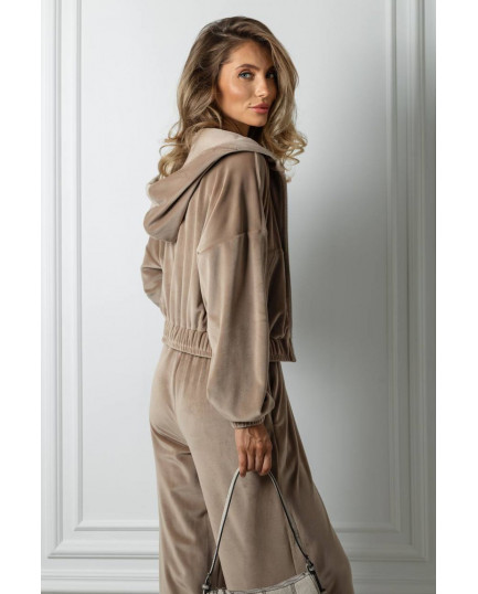 57 Велюровий Костюм із капюшоном з прямими штанами