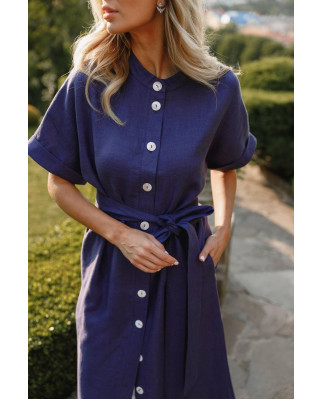 52 плаття міді лляне з ґудзиками