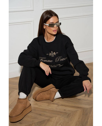 59/1 спортивний костюм на флісі з вишивкою світшот з джогерами 