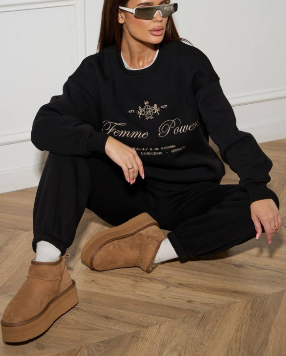 59/1 спортивний костюм на флісі з вишивкою світшот з джогерами 